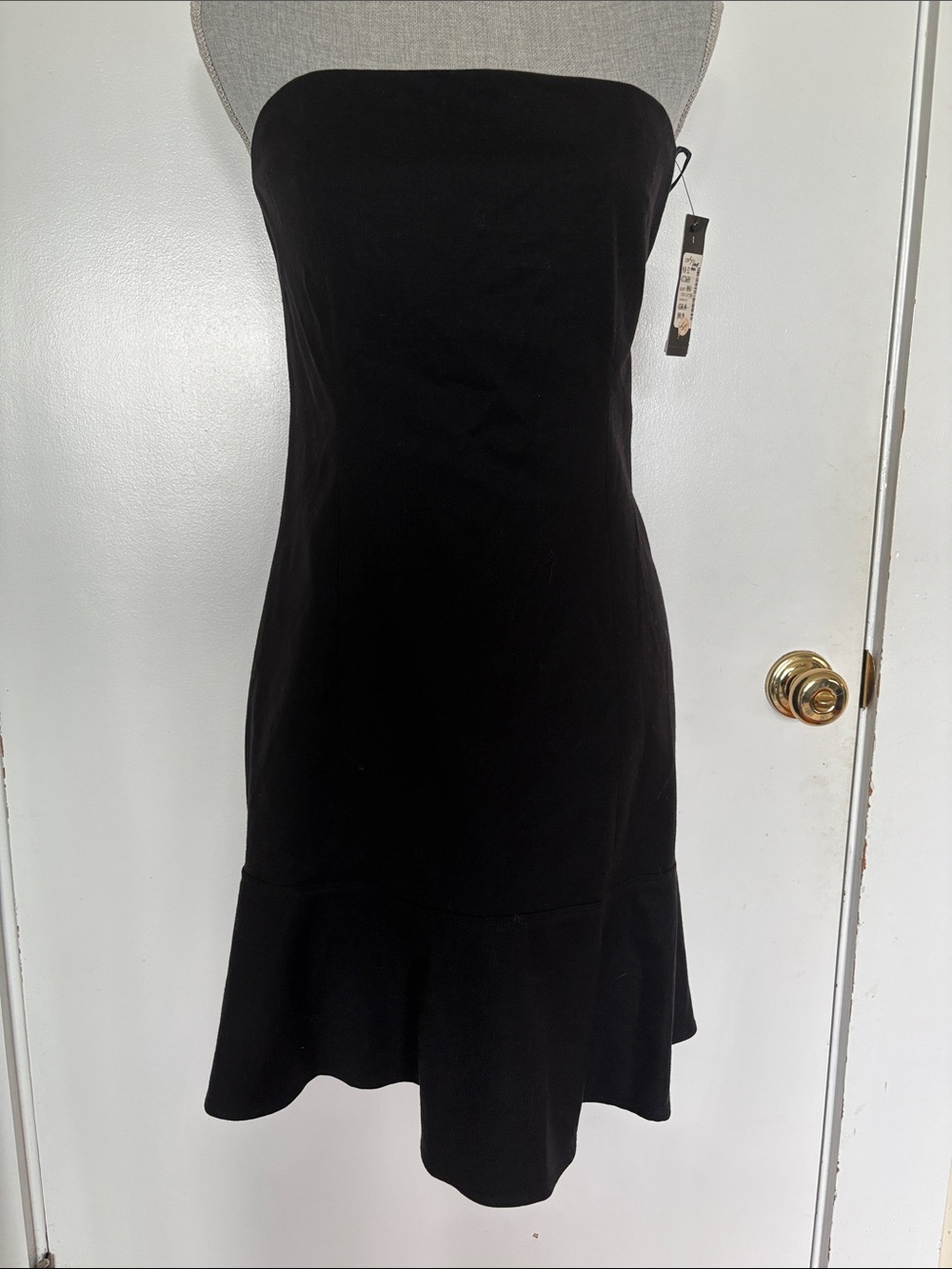 Theory Strapless Black Flared-Hem Dress